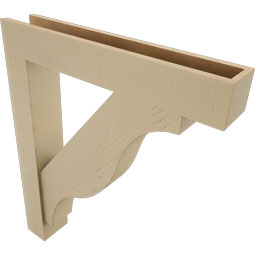 Ekena Millwork - BKTUR0554X32X38FST05RCPR - Timberthane Faux Wood Funston Style Bracket w/ Offset Brace, Block Ends, 5 1/2"W x 32"D x 38"H, Primed Tan