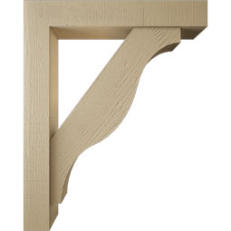 Ekena Millwork - BKTUR0554X32X40FST05RCPR - Timberthane Faux Wood Funston Style Bracket w/ Offset Brace, Block Ends, 5 1/2"W x 32"D x 40"H, Primed Tan