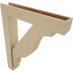 Ekena Millwork - BKTUR0554X32X40FST05RCPR - Timberthane Faux Wood Funston Style Bracket w/ Offset Brace, Block Ends, 5 1/2"W x 32"D x 40"H, Primed Tan