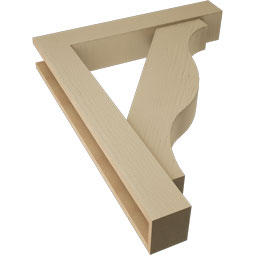 Ekena Millwork - BKTUR0554X32X40FST05RCPR - Timberthane Faux Wood Funston Style Bracket w/ Offset Brace, Block Ends, 5 1/2"W x 32"D x 40"H, Primed Tan