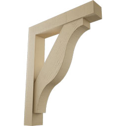 Ekena Millwork - BKTUR0554X32X40FST05RCPR - Timberthane Faux Wood Funston Style Bracket w/ Offset Brace, Block Ends, 5 1/2"W x 32"D x 40"H, Primed Tan
