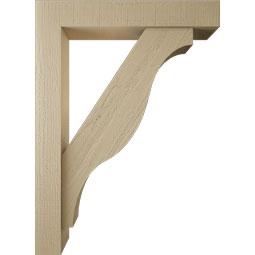 Ekena Millwork - BKTUR0554X32X44FST05RCPR - Timberthane Faux Wood Funston Style Bracket w/ Offset Brace, Block Ends, 5 1/2"W x 32"D x 44"H, Primed Tan