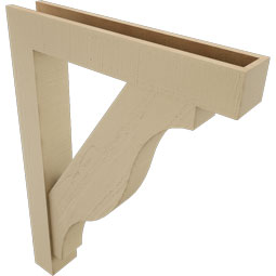 Ekena Millwork - BKTUR0554X32X44FST05RCPR - Timberthane Faux Wood Funston Style Bracket w/ Offset Brace, Block Ends, 5 1/2"W x 32"D x 44"H, Primed Tan