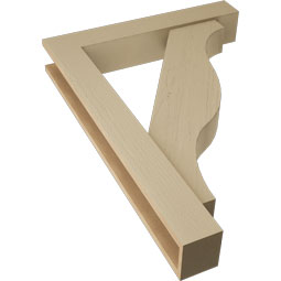 Ekena Millwork - BKTUR0554X32X44FST05RCPR - Timberthane Faux Wood Funston Style Bracket w/ Offset Brace, Block Ends, 5 1/2"W x 32"D x 44"H, Primed Tan