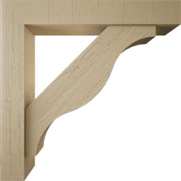 Ekena Millwork - BKTUR0554X34X34FST05RCPR - Timberthane Faux Wood Funston Style Bracket w/ Offset Brace, Block Ends, 5 1/2"W x 34"D x 34"H, Primed Tan