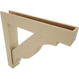 Ekena Millwork - BKTUR0554X34X34FST05RCPR - Timberthane Faux Wood Funston Style Bracket w/ Offset Brace, Block Ends, 5 1/2"W x 34"D x 34"H, Primed Tan