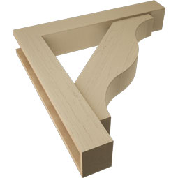 Ekena Millwork - BKTUR0554X34X34FST05RCPR - Timberthane Faux Wood Funston Style Bracket w/ Offset Brace, Block Ends, 5 1/2"W x 34"D x 34"H, Primed Tan