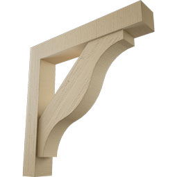 Ekena Millwork - BKTUR0554X34X34FST05RCPR - Timberthane Faux Wood Funston Style Bracket w/ Offset Brace, Block Ends, 5 1/2"W x 34"D x 34"H, Primed Tan