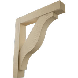 Ekena Millwork - BKTUR0554X34X38FST05RCPR - Timberthane Faux Wood Funston Style Bracket w/ Offset Brace, Block Ends, 5 1/2"W x 34"D x 38"H, Primed Tan