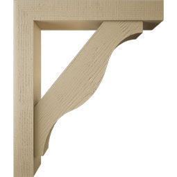 Ekena Millwork - BKTUR0554X34X40FST05RCPR - Timberthane Faux Wood Funston Style Bracket w/ Offset Brace, Block Ends, 5 1/2"W x 34"D x 40"H, Primed Tan