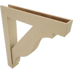 Ekena Millwork - BKTUR0554X34X40FST05RCPR - Timberthane Faux Wood Funston Style Bracket w/ Offset Brace, Block Ends, 5 1/2"W x 34"D x 40"H, Primed Tan