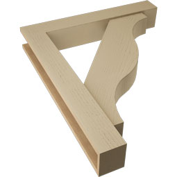 Ekena Millwork - BKTUR0554X34X40FST05RCPR - Timberthane Faux Wood Funston Style Bracket w/ Offset Brace, Block Ends, 5 1/2"W x 34"D x 40"H, Primed Tan