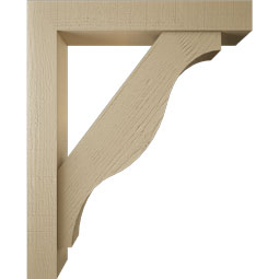 Ekena Millwork - BKTUR0554X34X42FST05RCPR - Timberthane Faux Wood Funston Style Bracket w/ Offset Brace, Block Ends, 5 1/2"W x 34"D x 42"H, Primed Tan