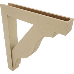 Ekena Millwork - BKTUR0554X34X42FST05RCPR - Timberthane Faux Wood Funston Style Bracket w/ Offset Brace, Block Ends, 5 1/2"W x 34"D x 42"H, Primed Tan