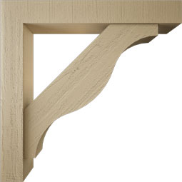 Ekena Millwork - BKTUR0554X36X36FST05RCPR - Timberthane Faux Wood Funston Style Bracket w/ Offset Brace, Block Ends, 5 1/2"W x 36"D x 36"H, Primed Tan