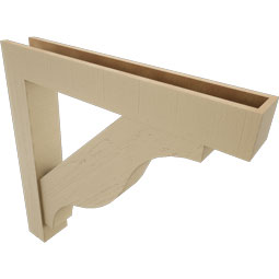 Ekena Millwork - BKTUR0554X36X36FST05RCPR - Timberthane Faux Wood Funston Style Bracket w/ Offset Brace, Block Ends, 5 1/2"W x 36"D x 36"H, Primed Tan