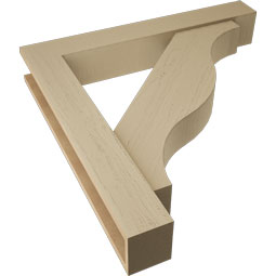 Ekena Millwork - BKTUR0554X36X36FST05RCPR - Timberthane Faux Wood Funston Style Bracket w/ Offset Brace, Block Ends, 5 1/2"W x 36"D x 36"H, Primed Tan