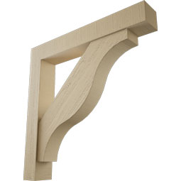 Ekena Millwork - BKTUR0554X36X36FST05RCPR - Timberthane Faux Wood Funston Style Bracket w/ Offset Brace, Block Ends, 5 1/2"W x 36"D x 36"H, Primed Tan