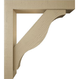 Ekena Millwork - BKTUR0554X36X40FST05RCPR - Timberthane Faux Wood Funston Style Bracket w/ Offset Brace, Block Ends, 5 1/2"W x 36"D x 40"H, Primed Tan