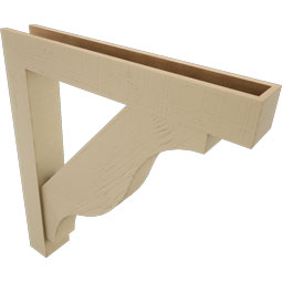 Ekena Millwork - BKTUR0554X36X40FST05RCPR - Timberthane Faux Wood Funston Style Bracket w/ Offset Brace, Block Ends, 5 1/2"W x 36"D x 40"H, Primed Tan