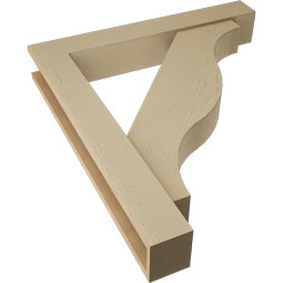 Ekena Millwork - BKTUR0554X36X40FST05RCPR - Timberthane Faux Wood Funston Style Bracket w/ Offset Brace, Block Ends, 5 1/2"W x 36"D x 40"H, Primed Tan