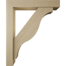 Ekena Millwork - BKTUR0554X36X44FST05RCPR - Timberthane Faux Wood Funston Style Bracket w/ Offset Brace, Block Ends, 5 1/2"W x 36"D x 44"H, Primed Tan