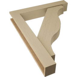 Ekena Millwork - BKTUR0554X36X44FST05RCPR - Timberthane Faux Wood Funston Style Bracket w/ Offset Brace, Block Ends, 5 1/2"W x 36"D x 44"H, Primed Tan