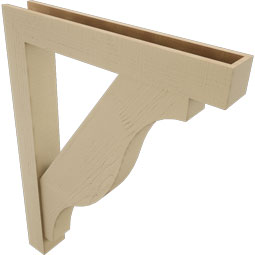 Ekena Millwork - BKTUR0554X36X48FST05RCPR - Timberthane Faux Wood Funston Style Bracket w/ Offset Brace, Block Ends, 5 1/2"W x 36"D x 48"H, Primed Tan