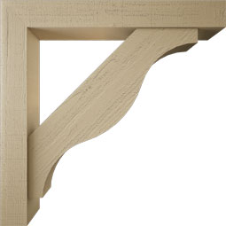 Ekena Millwork - BKTUR0554X38X38FST05RCPR - Timberthane Faux Wood Funston Style Bracket w/ Offset Brace, Block Ends, 5 1/2"W x 38"D x 38"H, Primed Tan