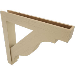 Ekena Millwork - BKTUR0554X38X38FST05RCPR - Timberthane Faux Wood Funston Style Bracket w/ Offset Brace, Block Ends, 5 1/2"W x 38"D x 38"H, Primed Tan
