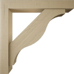 Ekena Millwork - BKTUR0554X40X40FST05RCPR - Timberthane Faux Wood Funston Style Bracket w/ Offset Brace, Block Ends, 5 1/2"W x 40"D x 40"H, Primed Tan