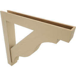 Ekena Millwork - BKTUR0554X40X40FST05RCPR - Timberthane Faux Wood Funston Style Bracket w/ Offset Brace, Block Ends, 5 1/2"W x 40"D x 40"H, Primed Tan