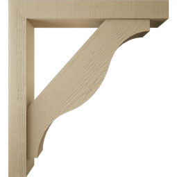 Ekena Millwork - BKTUR0554X40X44FST05RCPR - Timberthane Faux Wood Funston Style Bracket w/ Offset Brace, Block Ends, 5 1/2"W x 40"D x 44"H, Primed Tan