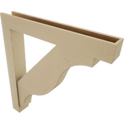 Ekena Millwork - BKTUR0554X40X44FST05RCPR - Timberthane Faux Wood Funston Style Bracket w/ Offset Brace, Block Ends, 5 1/2"W x 40"D x 44"H, Primed Tan