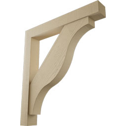 Ekena Millwork - BKTUR0554X40X44FST05RCPR - Timberthane Faux Wood Funston Style Bracket w/ Offset Brace, Block Ends, 5 1/2"W x 40"D x 44"H, Primed Tan