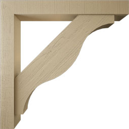 Ekena Millwork - BKTUR0554X42X42FST05RCPR - Timberthane Faux Wood Funston Style Bracket w/ Offset Brace, Block Ends, 5 1/2"W x 42"D x 42"H, Primed Tan