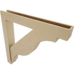 Ekena Millwork - BKTUR0554X42X42FST05RCPR - Timberthane Faux Wood Funston Style Bracket w/ Offset Brace, Block Ends, 5 1/2"W x 42"D x 42"H, Primed Tan