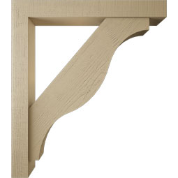 Ekena Millwork - BKTUR0554X42X48FST05RCPR - Timberthane Faux Wood Funston Style Bracket w/ Offset Brace, Block Ends, 5 1/2"W x 42"D x 48"H, Primed Tan