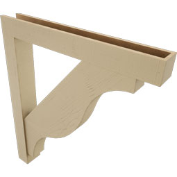 Ekena Millwork - BKTUR0554X42X48FST05RCPR - Timberthane Faux Wood Funston Style Bracket w/ Offset Brace, Block Ends, 5 1/2"W x 42"D x 48"H, Primed Tan