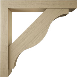 Ekena Millwork - BKTUR0554X44X44FST05RCPR - Timberthane Faux Wood Funston Style Bracket w/ Offset Brace, Block Ends, 5 1/2"W x 44"D x 44"H, Primed Tan