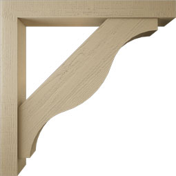 Ekena Millwork - BKTUR0554X46X46FST05RCPR - Timberthane Faux Wood Funston Style Bracket w/ Offset Brace, Block Ends, 5 1/2"W x 46"D x 46"H, Primed Tan