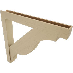 Ekena Millwork - BKTUR0554X46X46FST05RCPR - Timberthane Faux Wood Funston Style Bracket w/ Offset Brace, Block Ends, 5 1/2"W x 46"D x 46"H, Primed Tan