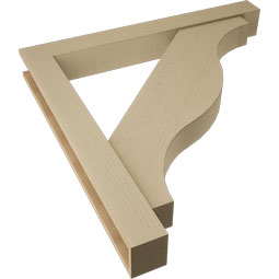 Ekena Millwork - BKTUR0554X46X46FST05RCPR - Timberthane Faux Wood Funston Style Bracket w/ Offset Brace, Block Ends, 5 1/2"W x 46"D x 46"H, Primed Tan