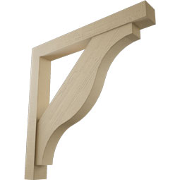 Ekena Millwork - BKTUR0554X46X46FST05RCPR - Timberthane Faux Wood Funston Style Bracket w/ Offset Brace, Block Ends, 5 1/2"W x 46"D x 46"H, Primed Tan