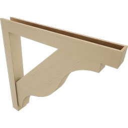 Ekena Millwork - BKTUR0554X48X48FST05RCPR - Timberthane Faux Wood Funston Style Bracket w/ Offset Brace, Block Ends, 5 1/2"W x 48"D x 48"H, Primed Tan