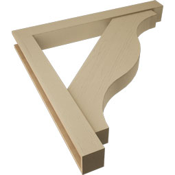 Ekena Millwork - BKTUR0554X48X48FST05RCPR - Timberthane Faux Wood Funston Style Bracket w/ Offset Brace, Block Ends, 5 1/2"W x 48"D x 48"H, Primed Tan