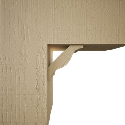 Ekena Millwork - BKTUR0756X18X18FST05RCPR - Timberthane Faux Wood Funston Style Bracket w/ Offset Brace, Block Ends, 7 1/2"W x 18"D x 18"H, Primed Tan
