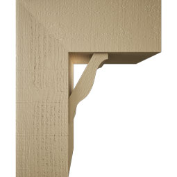 Ekena Millwork - BKTUR0756X18X22FST05RCPR - Timberthane Faux Wood Funston Style Bracket w/ Offset Brace, Block Ends, 7 1/2"W x 18"D x 22"H, Primed Tan