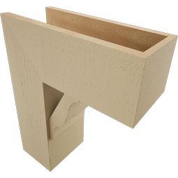 Ekena Millwork - BKTUR0756X18X22FST05RCPR - Timberthane Faux Wood Funston Style Bracket w/ Offset Brace, Block Ends, 7 1/2"W x 18"D x 22"H, Primed Tan