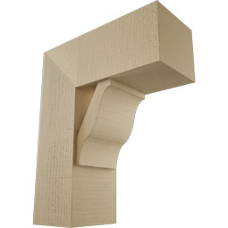 Ekena Millwork - BKTUR0756X18X22FST05RCPR - Timberthane Faux Wood Funston Style Bracket w/ Offset Brace, Block Ends, 7 1/2"W x 18"D x 22"H, Primed Tan